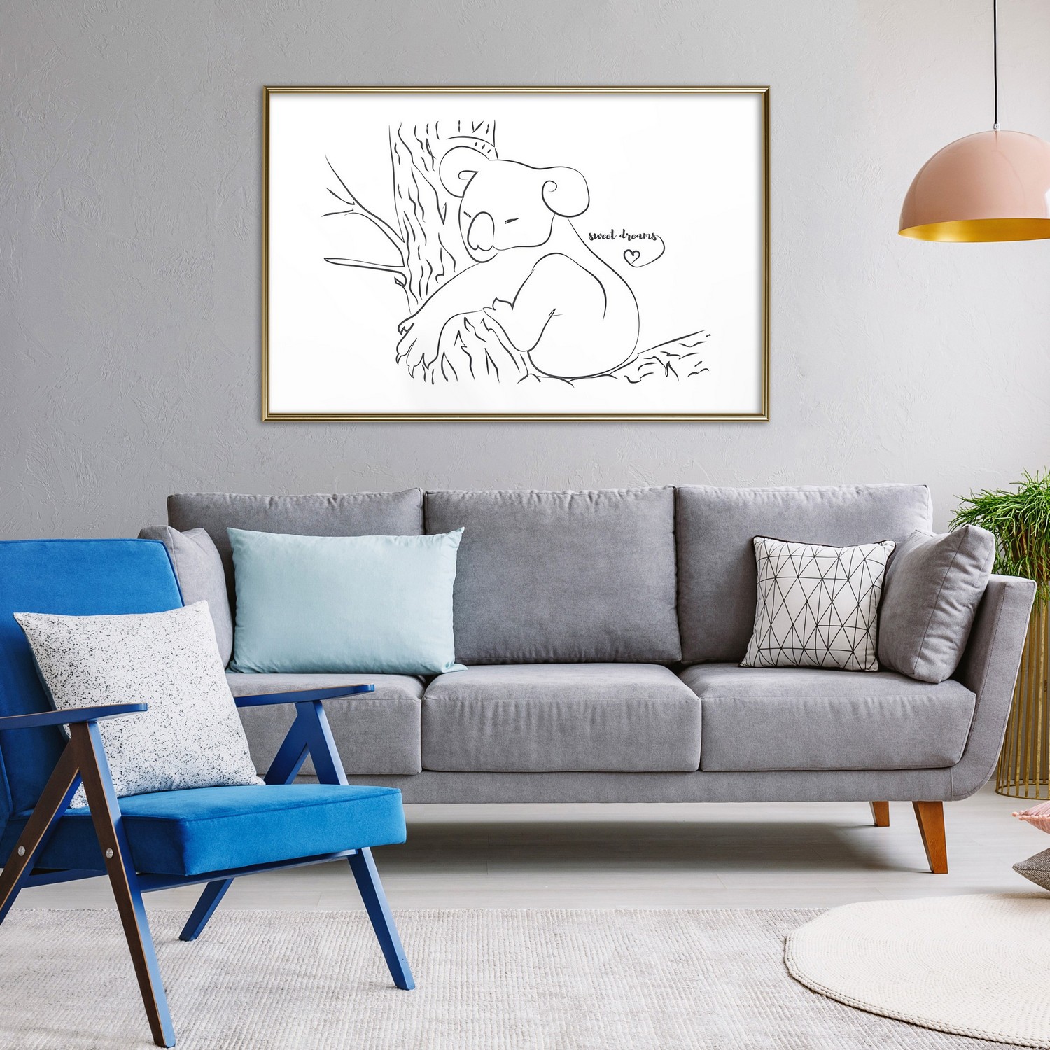 Affisch - Sleepy Koala [Poster] 30x20 Guld ram, 30x20 cm