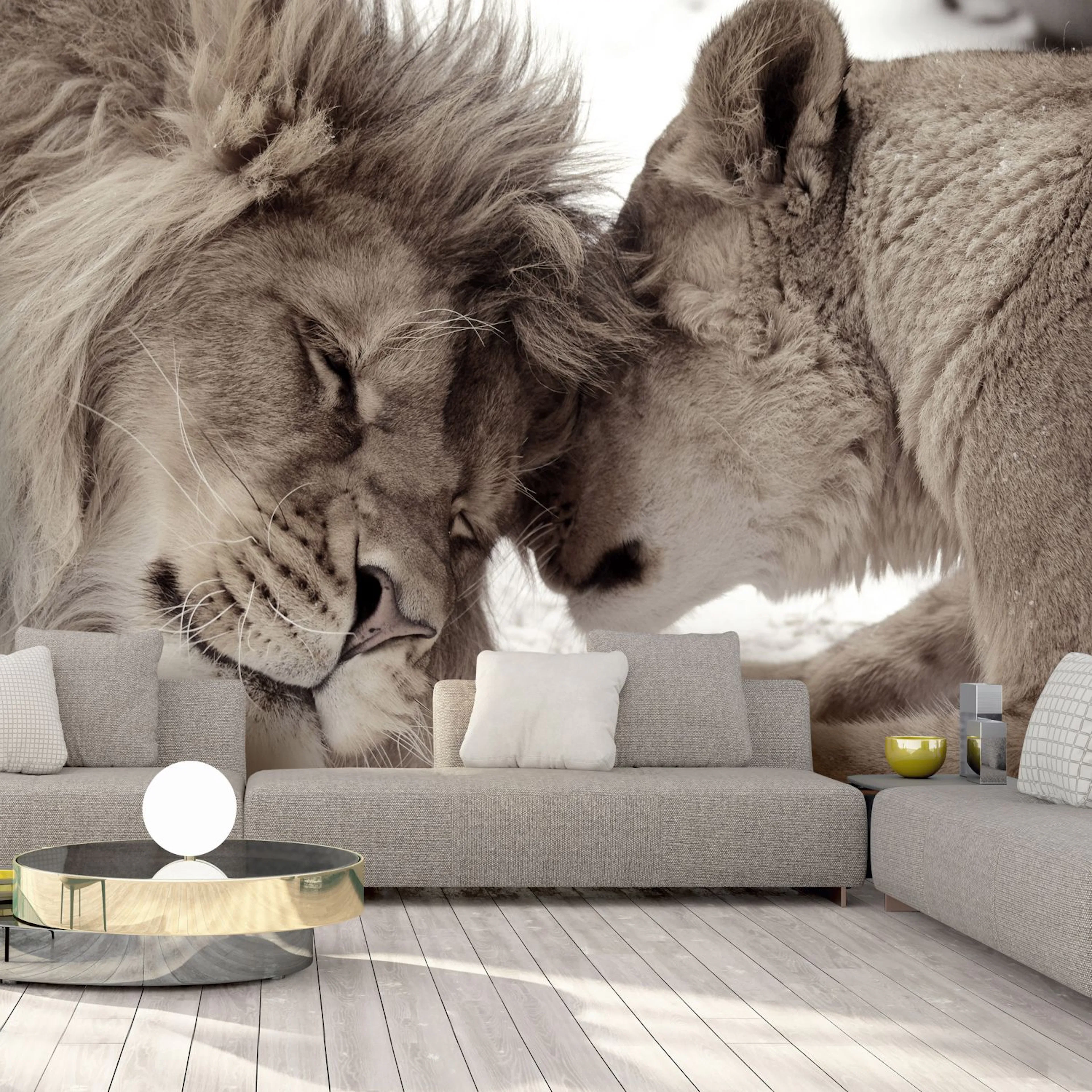 Fototapet Arkiio Lion Tenderness Sepia