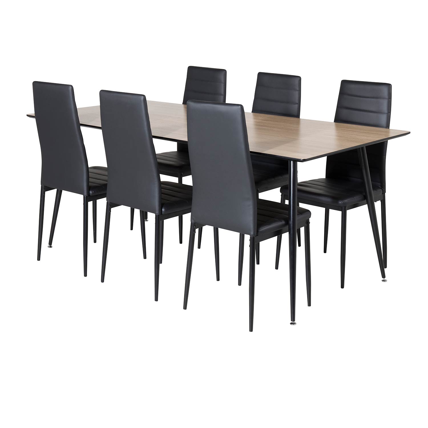 Silar Table -Melamine+Slim High Back Chair - - Black PU_6 Natur/Svart