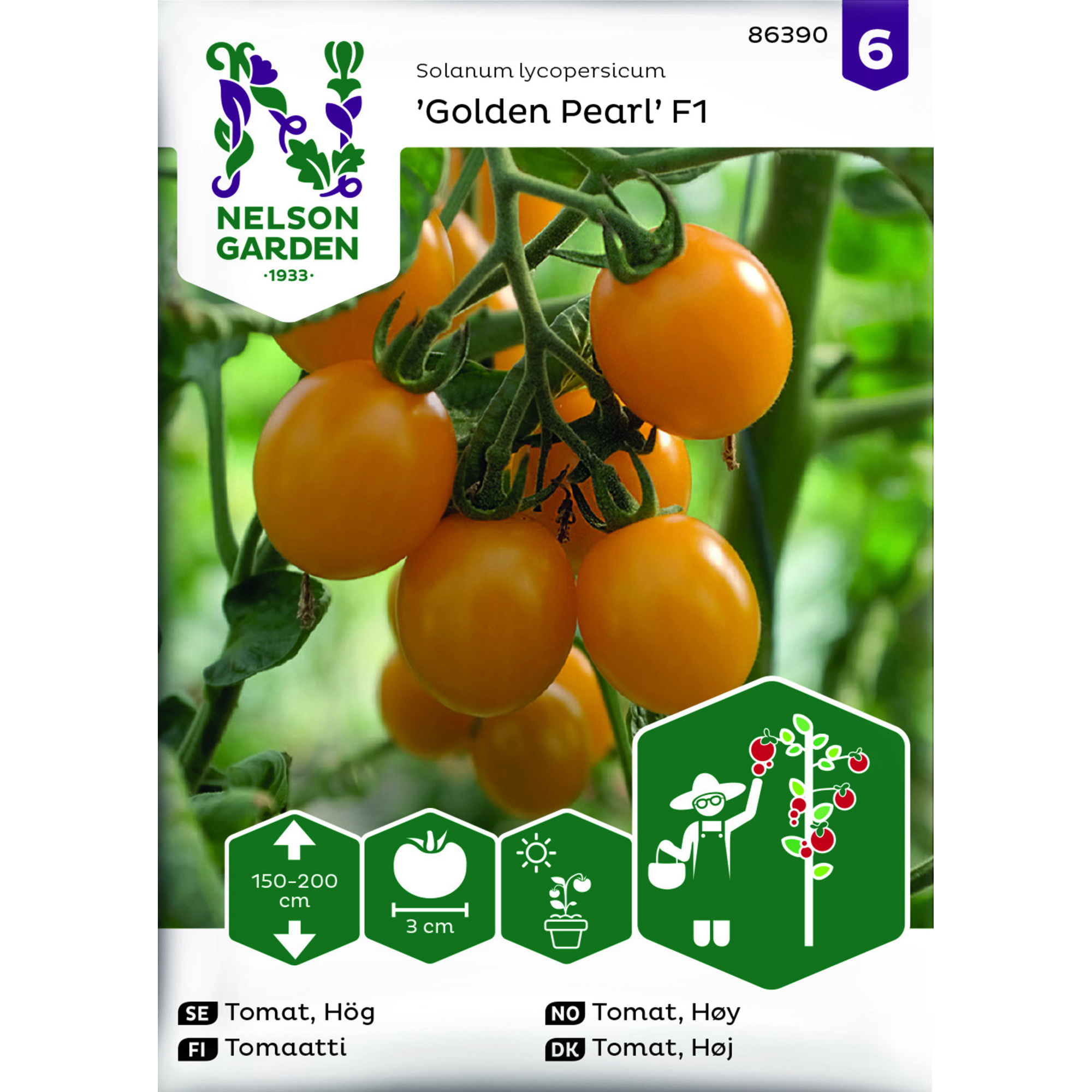 Frö Nelson Garden Tomat Hög Golden Pearl F1