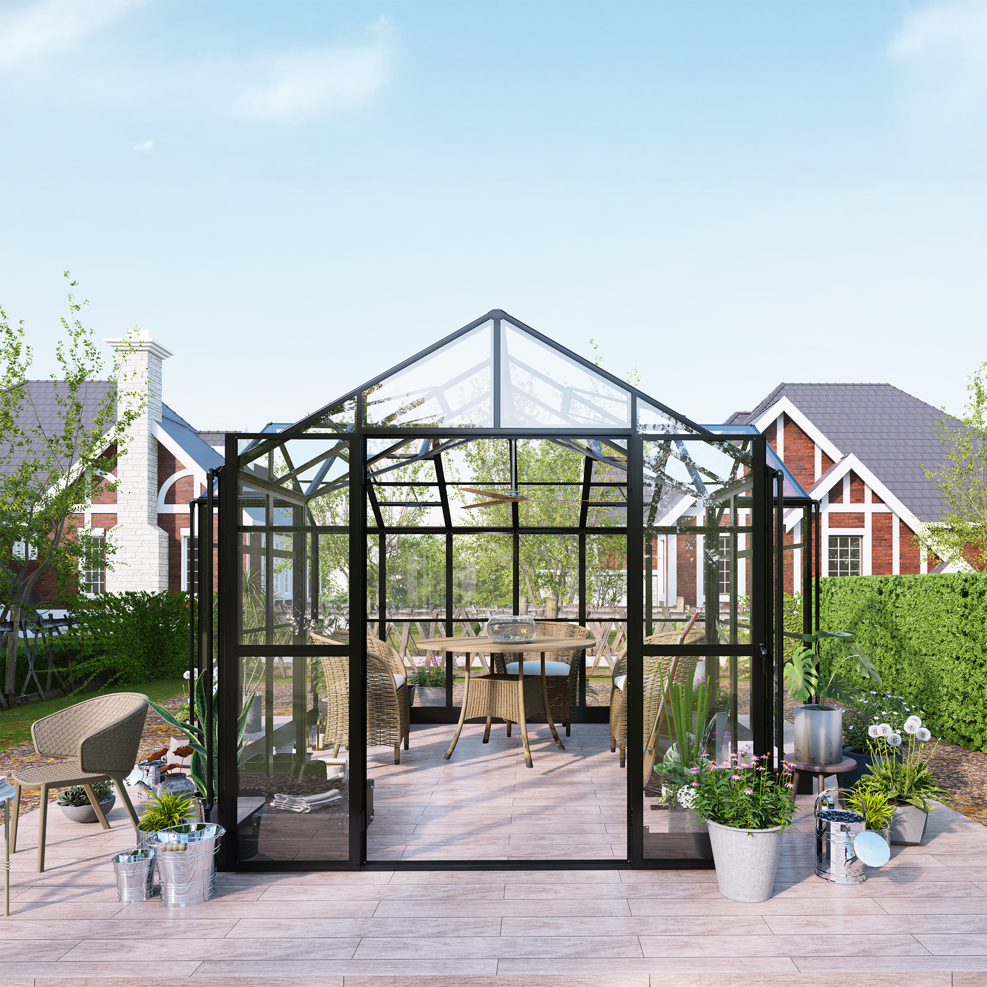 Växthus Metalcraft T-Format 12,4m² 4mm Säkerhetsglas & 6mm Kanalplast