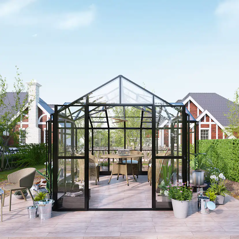 Växthus Metalcraft T-Format 12,4m² 4mm Säkerhetsglas & 6mm Kanalplast