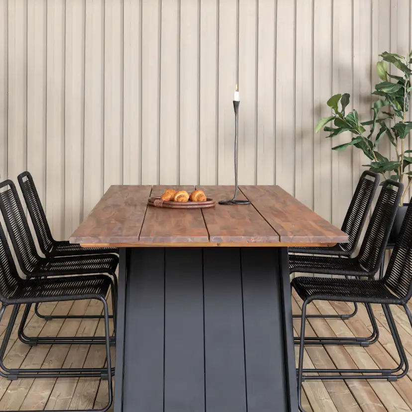 Matgrupp Venture Home Doni med 6 Lumi Stapelbara Matstolar