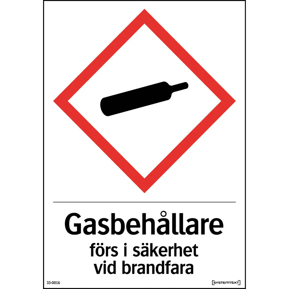 Skylt Systemtext Gas Brandfarlig Dekal