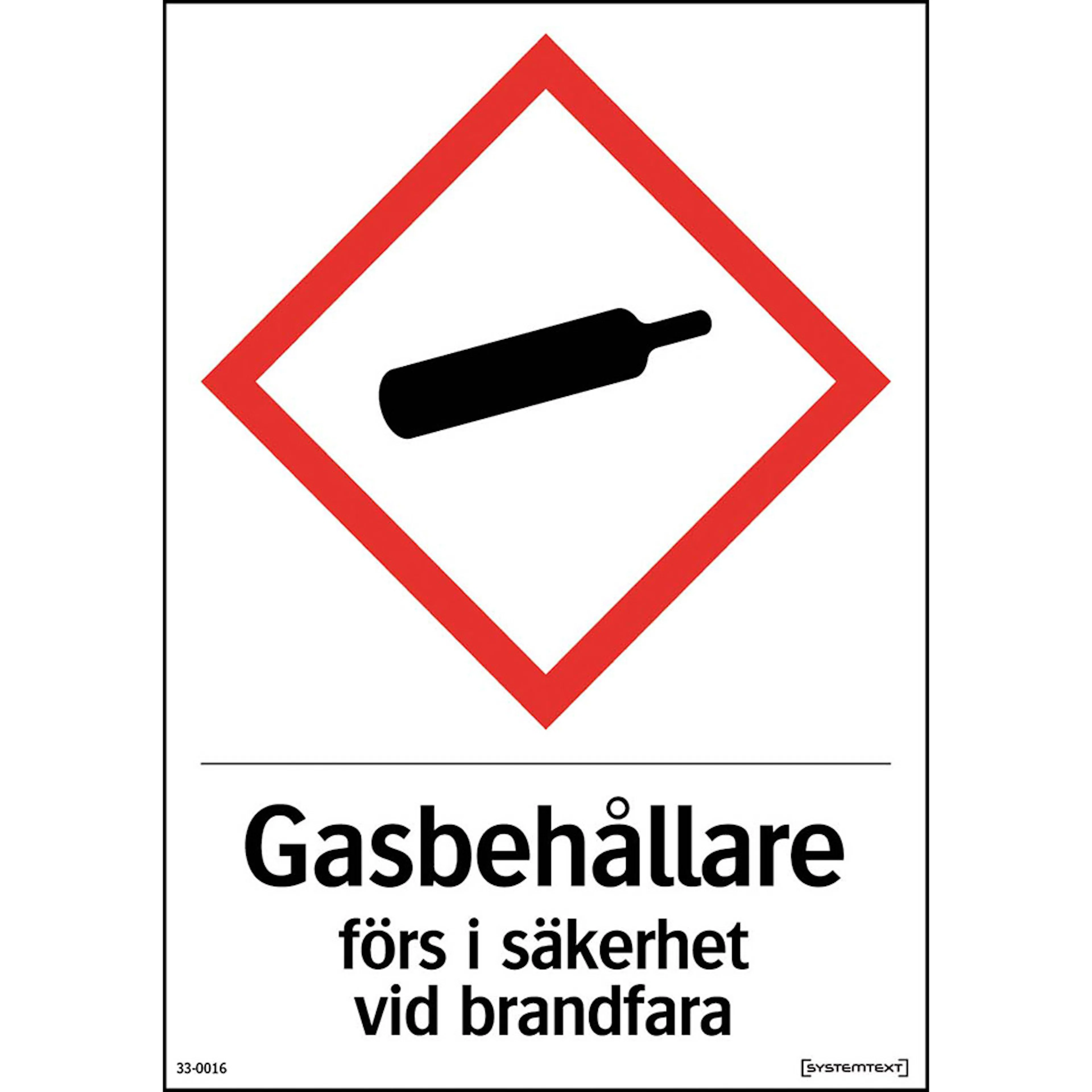 Skylt Systemtext Gas Brandfarlig Dekal