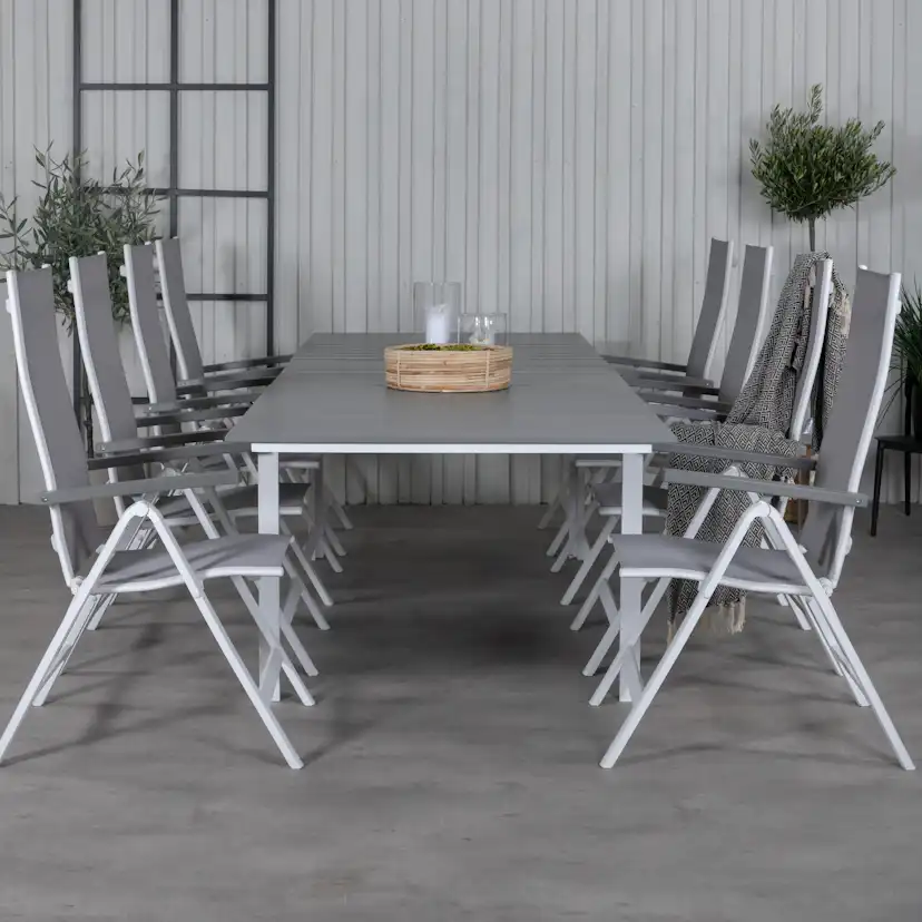 Matgrupp Venture Home Lova 224 Vit med 8 Aleyna Positionsstolar