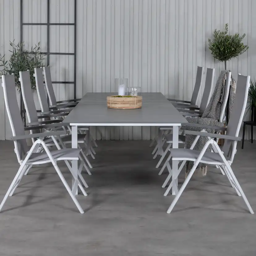 Matgrupp Venture Home Lova 224 Vit med 8 Aleyna Positionsstolar