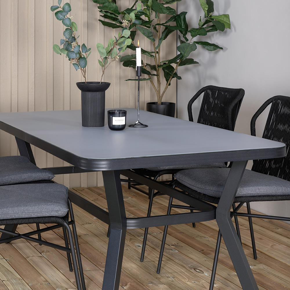 Matgrupp Utomhus Venture Home Vyn med 4 Julle Stapelbara Trädgårdsstolar