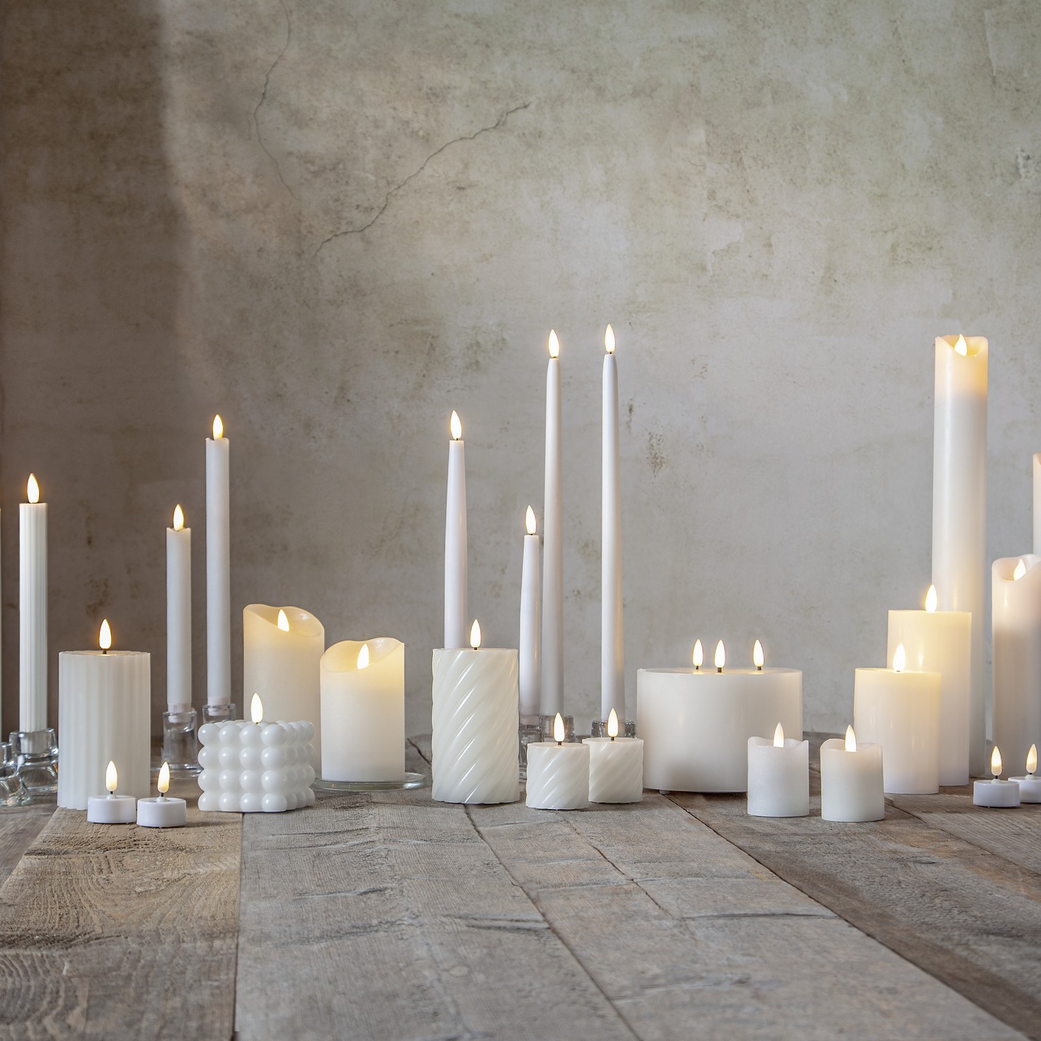 Antikljus Star Trading 2p Flamme Slim38  cm Vit