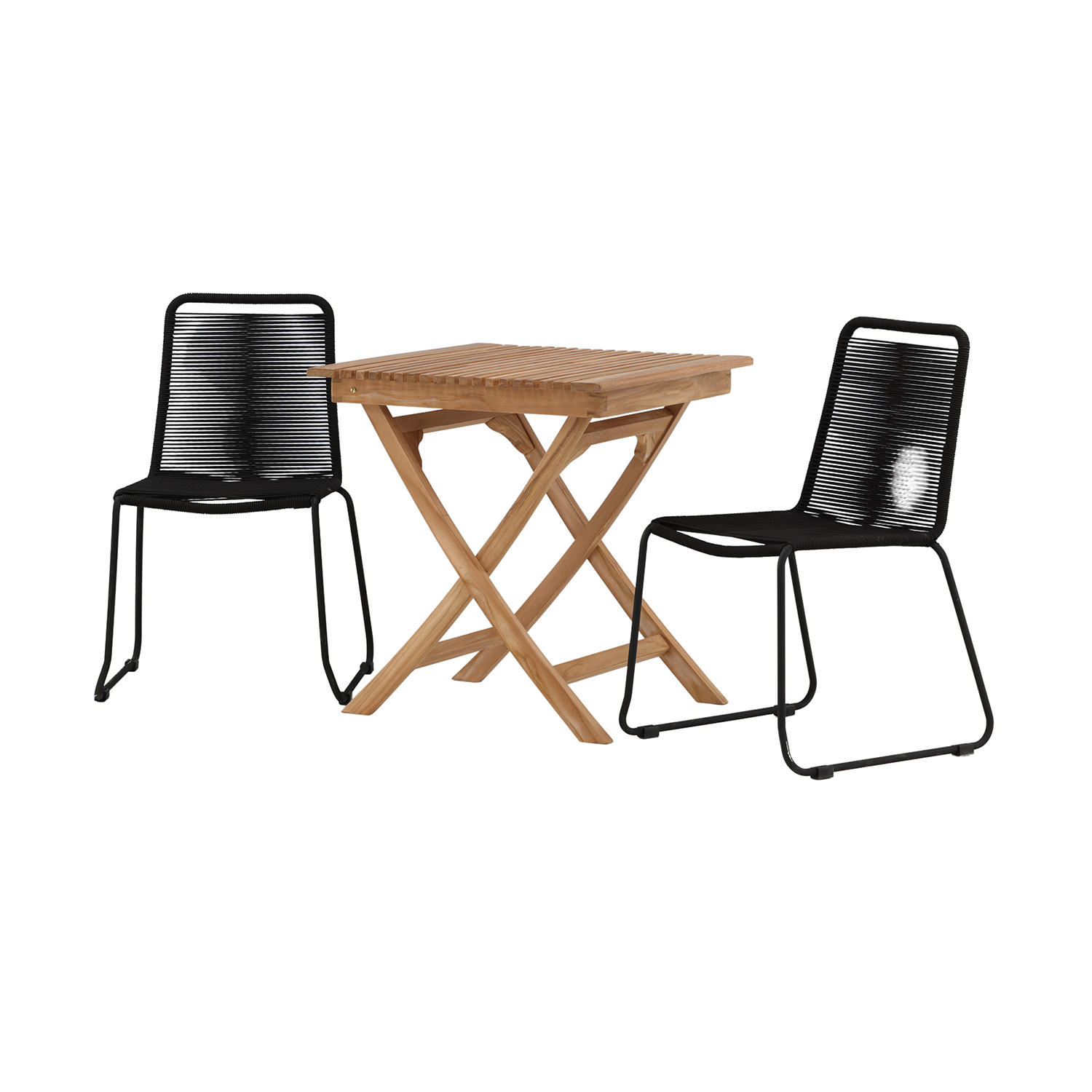 Matgrupp Venture Home Ghana Teak 70x70 cm med 2 Lindos Stapelstolar