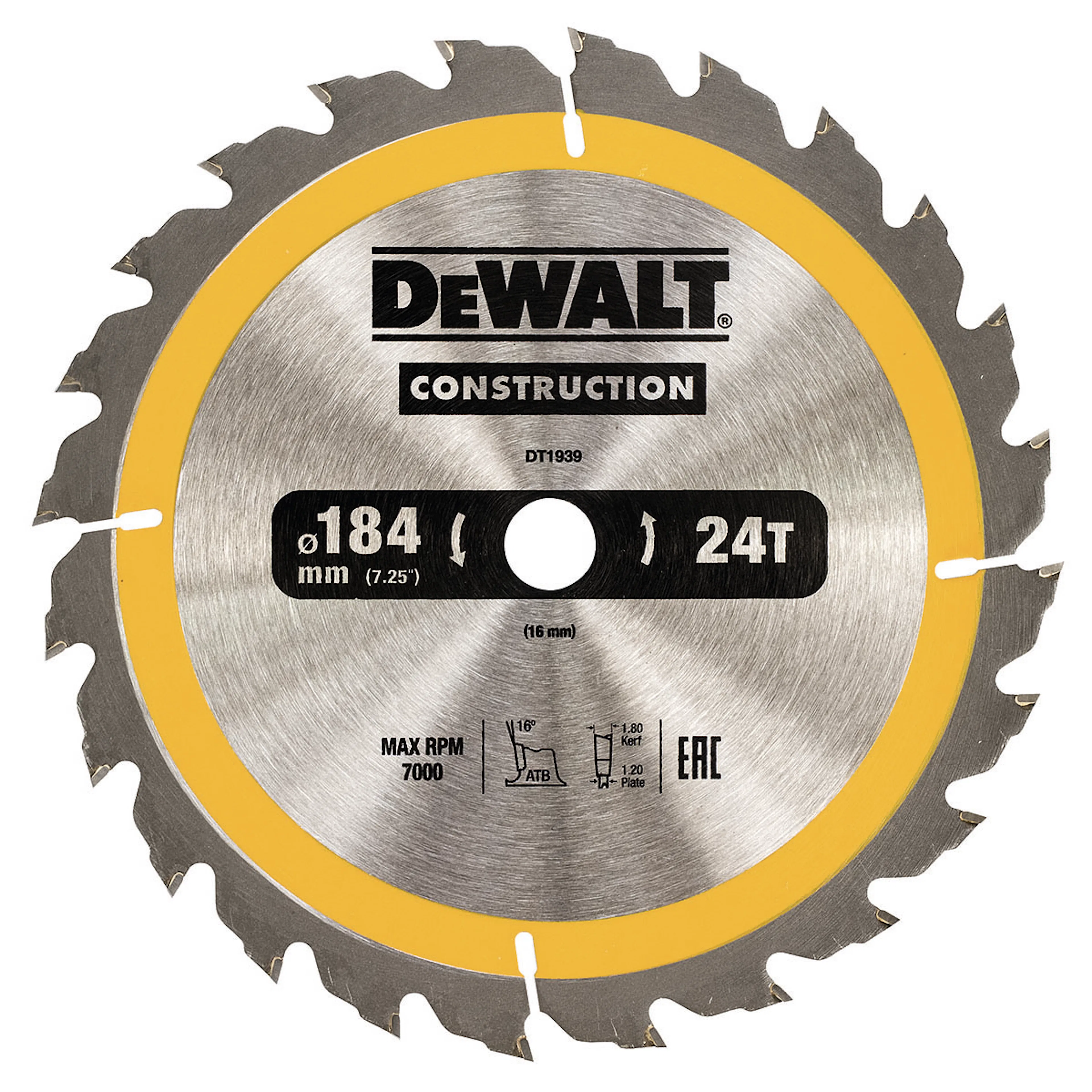 Cirkelsågklinga Dewalt DT1939 184x16 mm