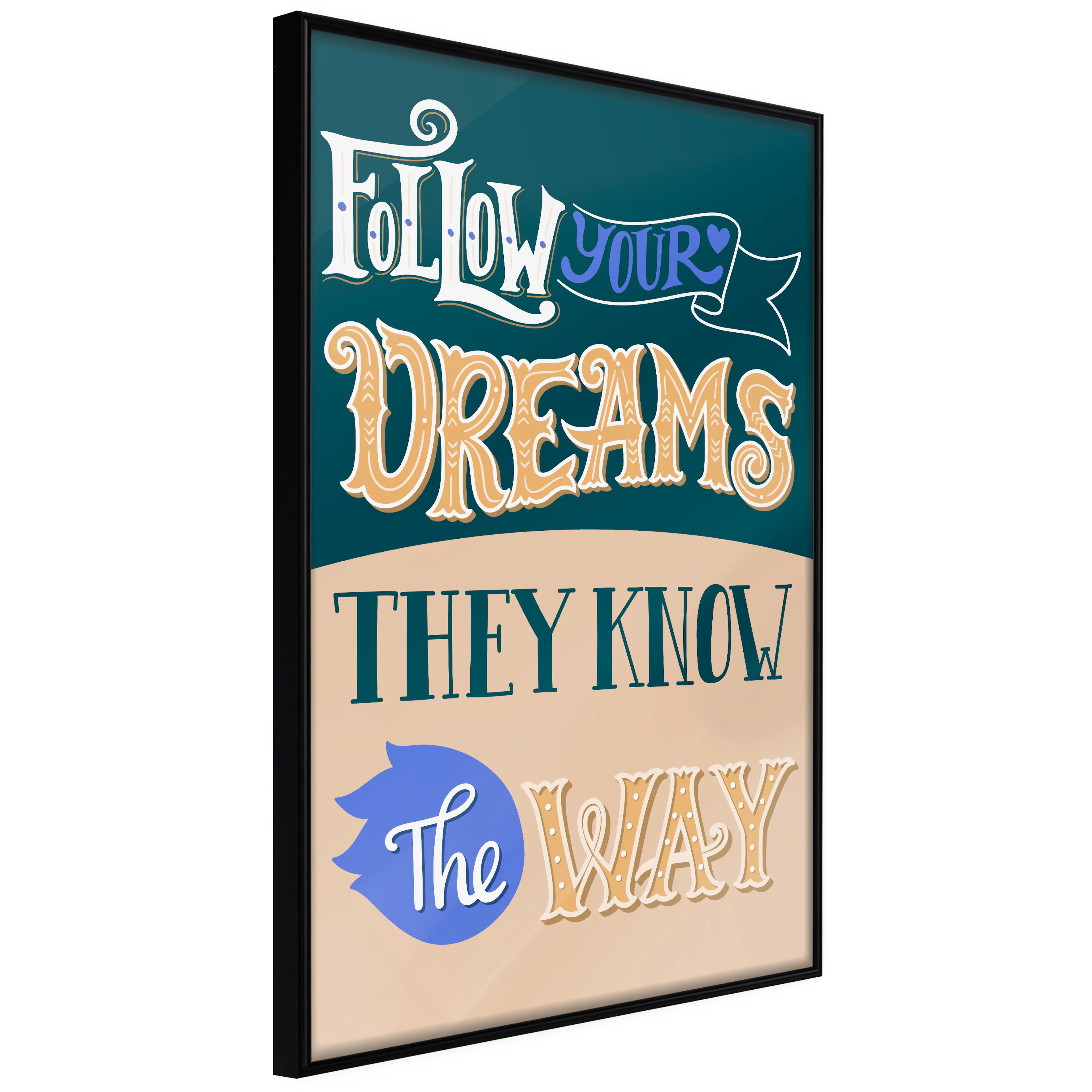 Affisch - Follow Your Dreams [Poster] 20x30 Svart ram, 20x30 cm