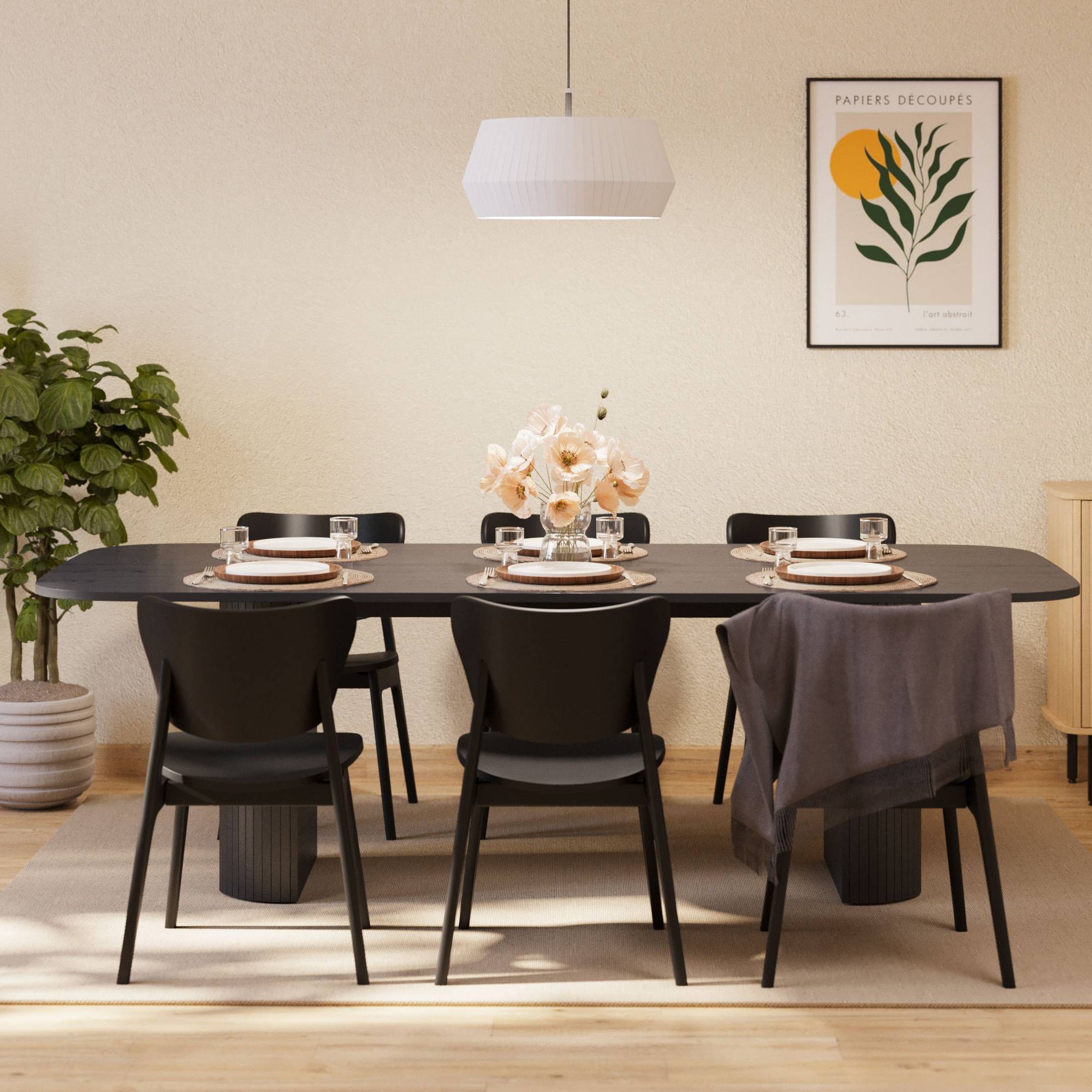 Matgrupp Bark Kopparbo Rektangulärt Matbord 240 cm med 6 Matstol Jerup