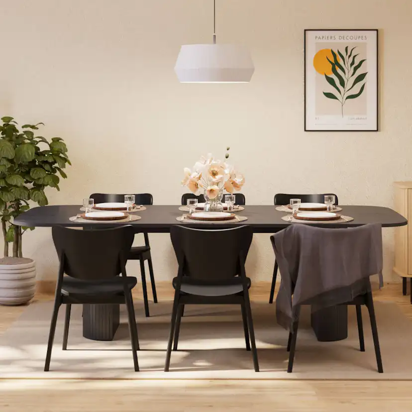 Matgrupp Bark Kopparbo Rektangulärt Matbord 240 cm med 6 Matstol Jerup