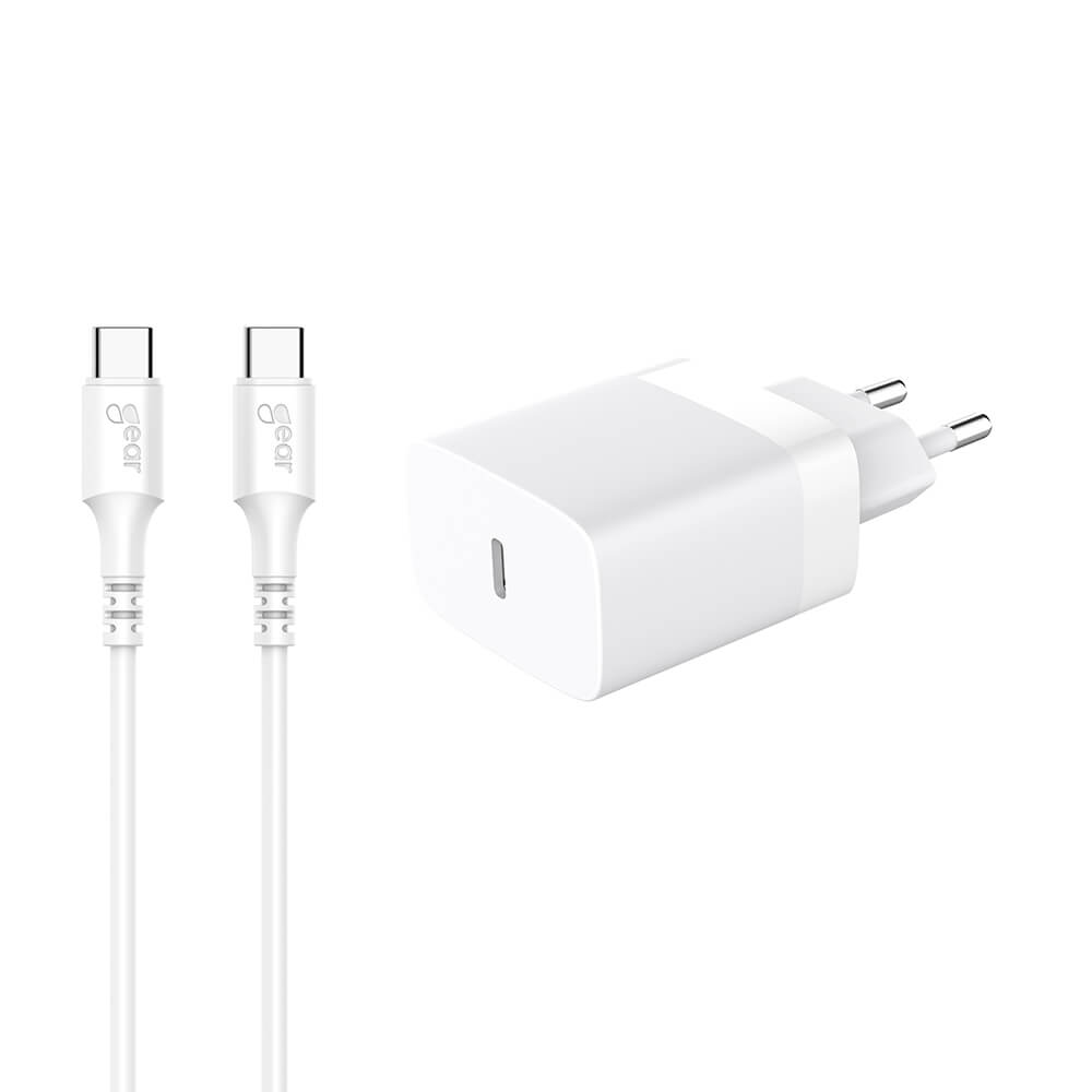Laddare GEAR 220V 1xUSB-C PD/PPS 30W + Cable USB-C to USB-C