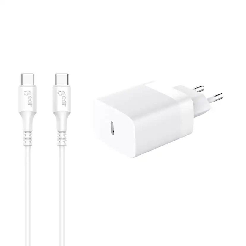 Laddare GEAR 220V 1xUSB-C PD/PPS 30W + Cable USB-C to USB-C