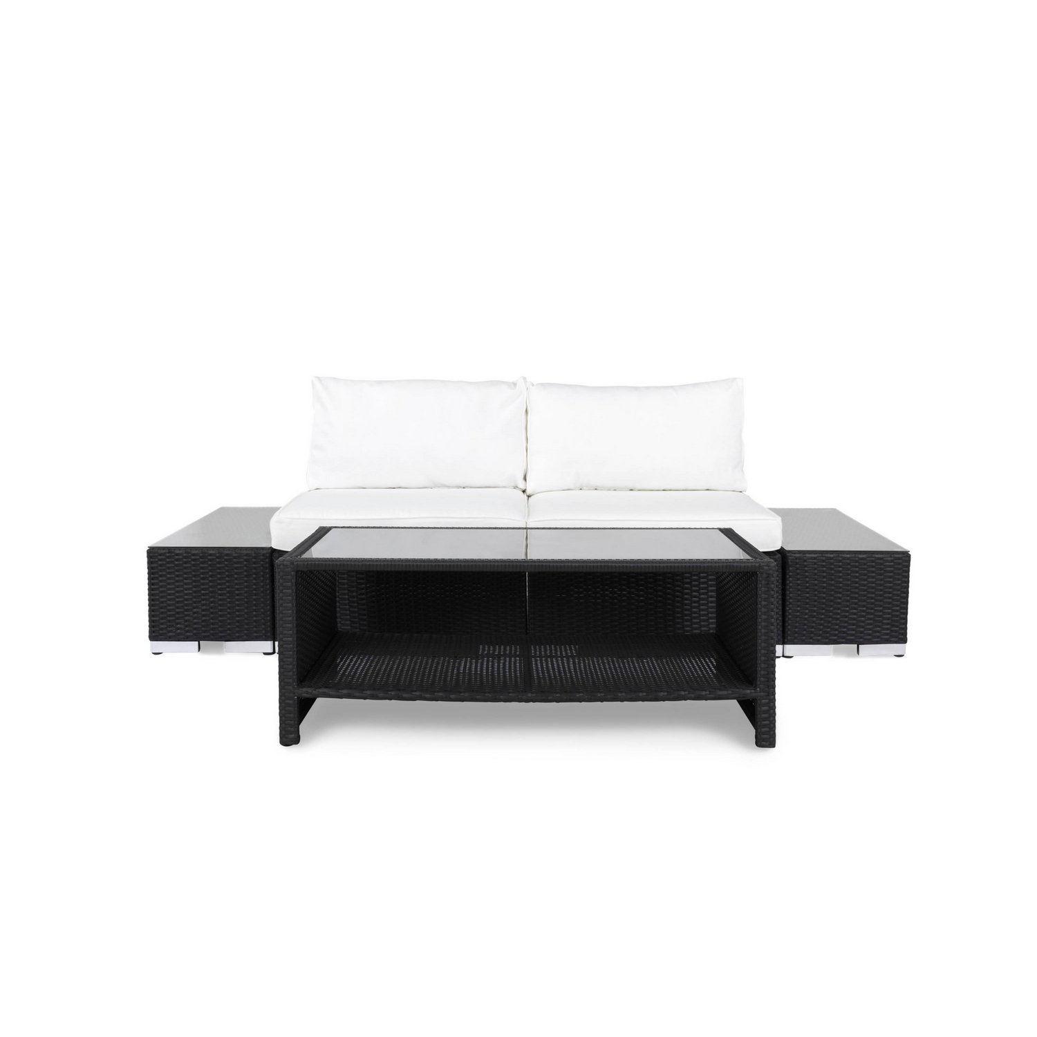 Loungegrupp Comfort Garden Bahamas 2-sits med Avslut och Bord med Hylla Utomhus