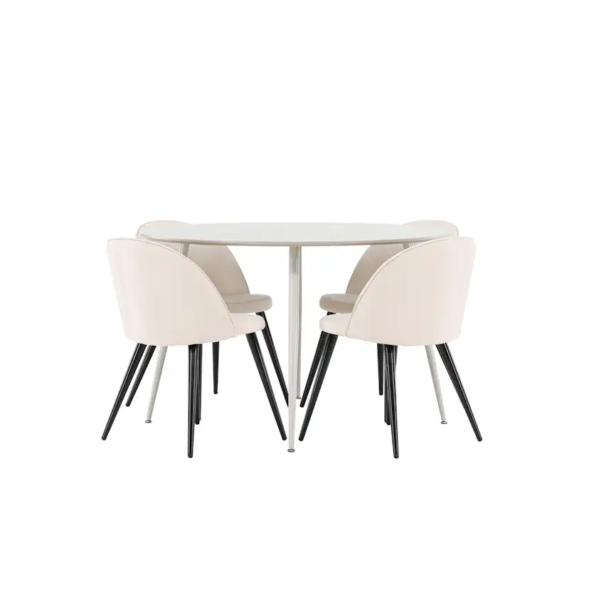 Matgrupp Venture Home Plaza Ø120 med 4 st Velvet Stolar
