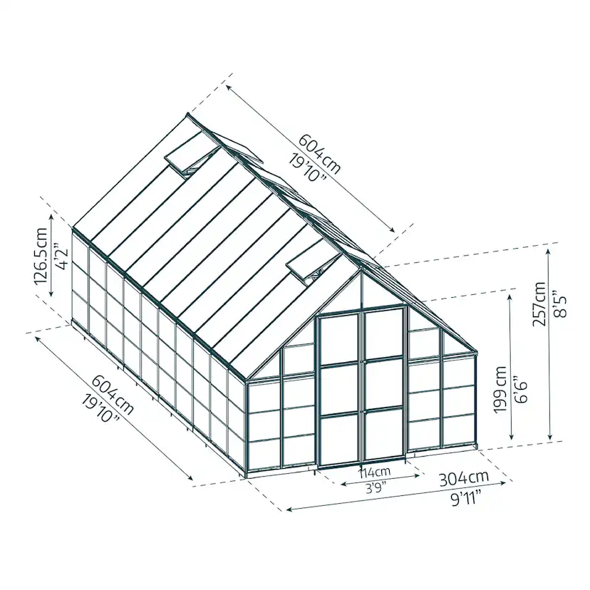 Växthus Canopia by Palram Balance Aluminiumram med UV-Skyddad Polykarbonat & Ventilationsfönster, 14,3 m²
