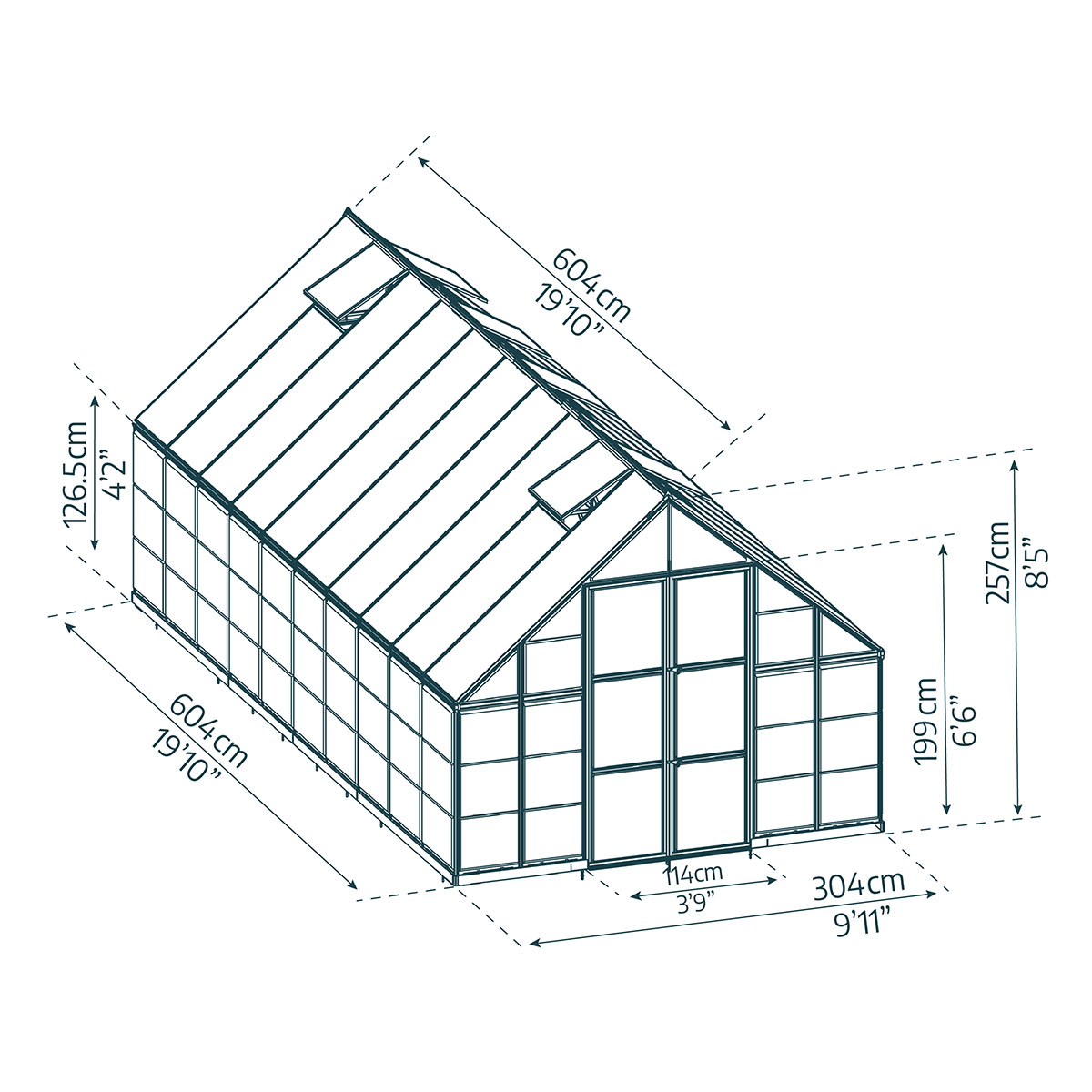 Växthus Canopia by Palram Balance Aluminiumram med UV-Skyddad Polykarbonat & Ventilationsfönster, 14,3 m²