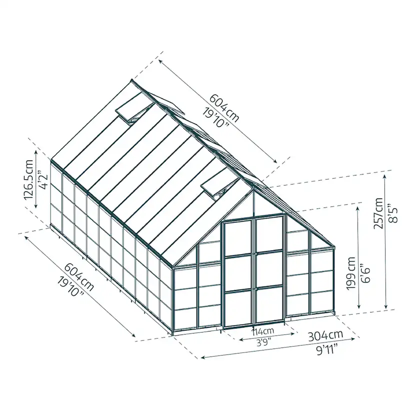 Växthus Canopia by Palram Balance Aluminiumram med UV-Skyddad Polykarbonat & Ventilationsfönster, 14,3 m²