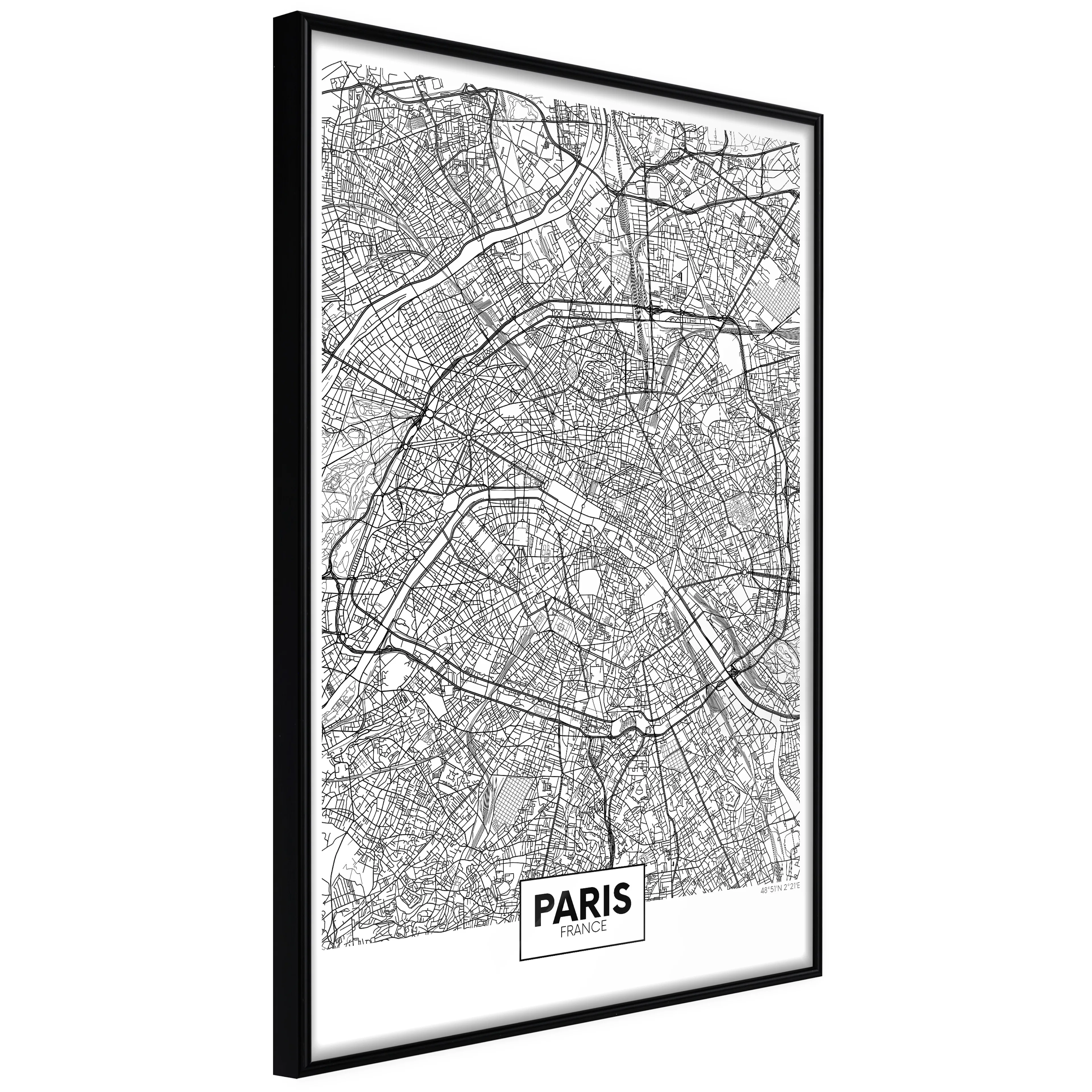 Affisch - Map of Paris [Poster] 20x30 Svart ram, 20x30 cm