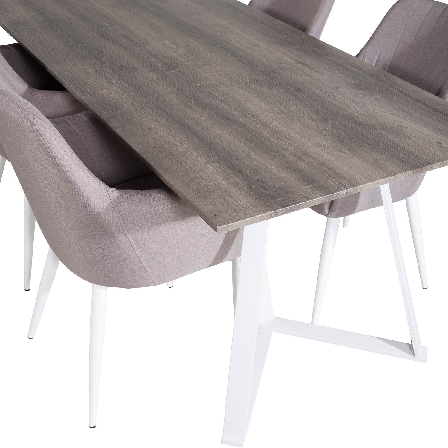 Marina Table -grå"oak"/Comfort Chair -grå/ White_4 Grå/Vit/Grå