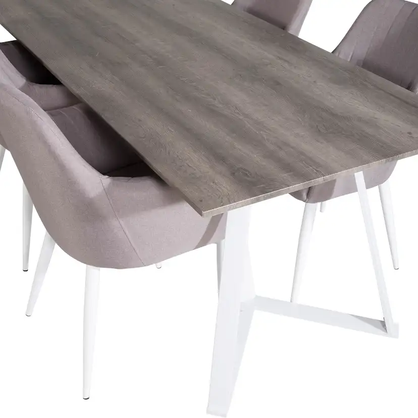 Marina Table -grå"oak"/Comfort Chair -grå/ White_4 Grå/Vit/Grå
