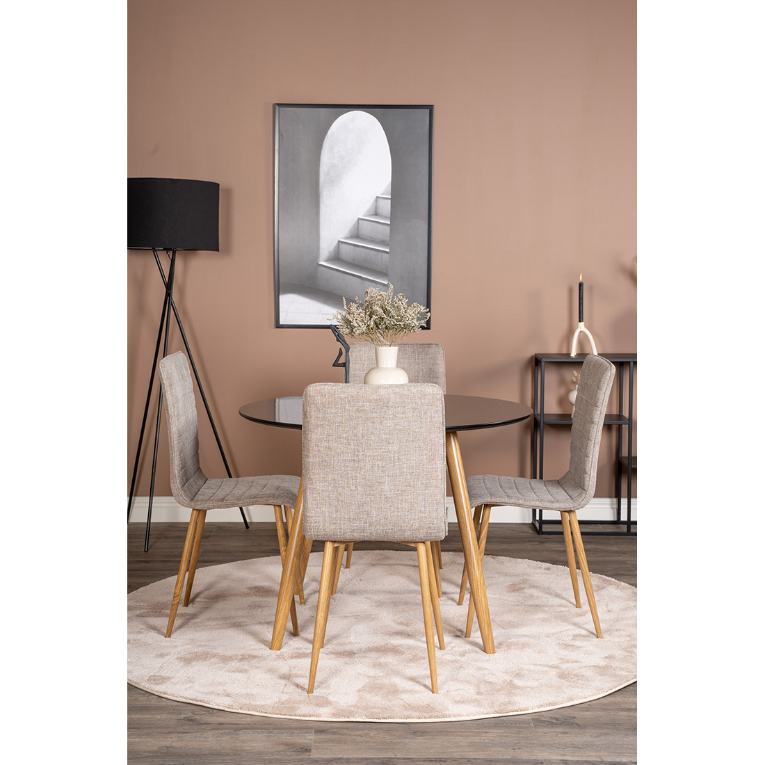 Matgrupp Venture Home Plaza Ø100 cm med 4st Windu Matstolar