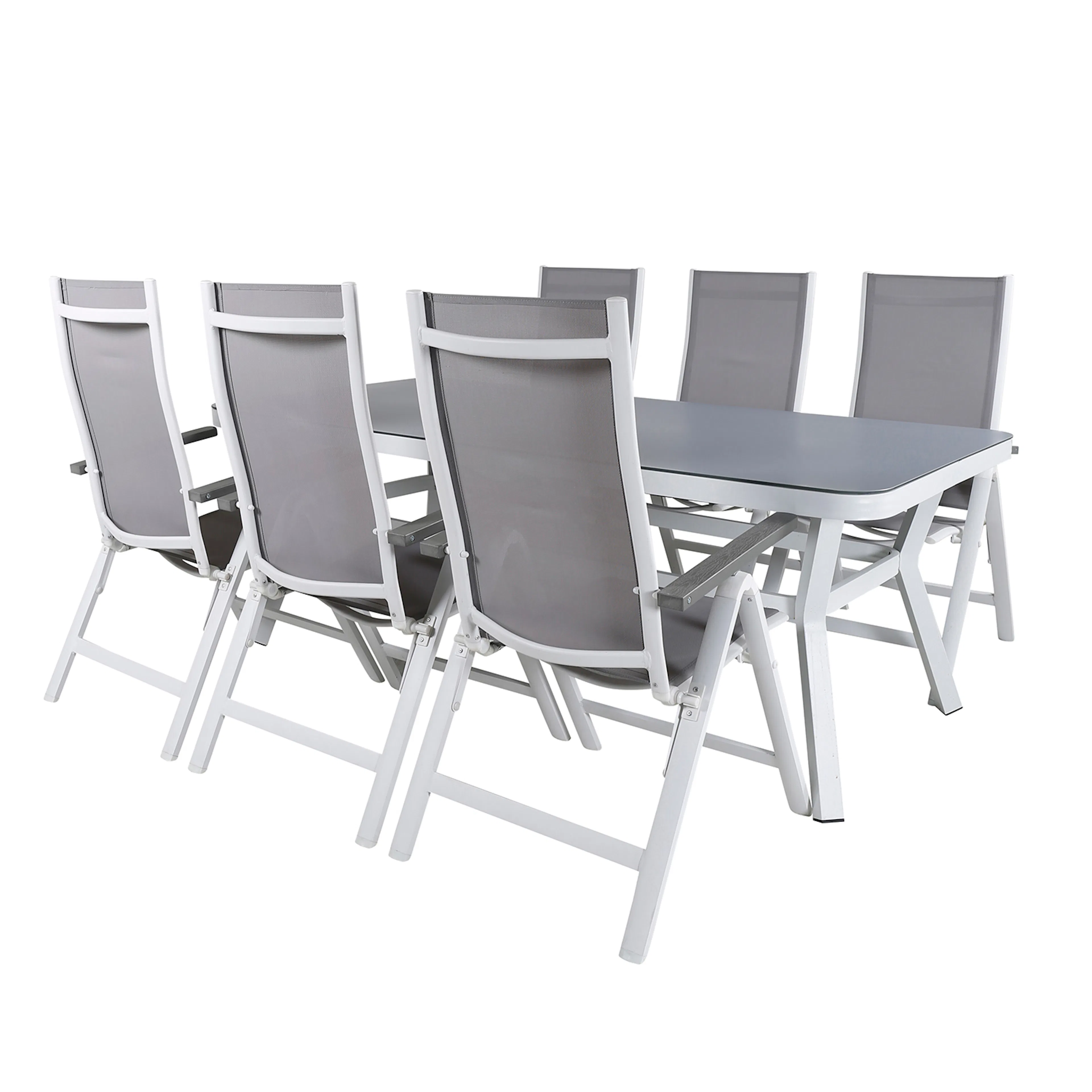 Virya Dining Table - White Alu / Grey Glass - big table+Alba Vit;Grå