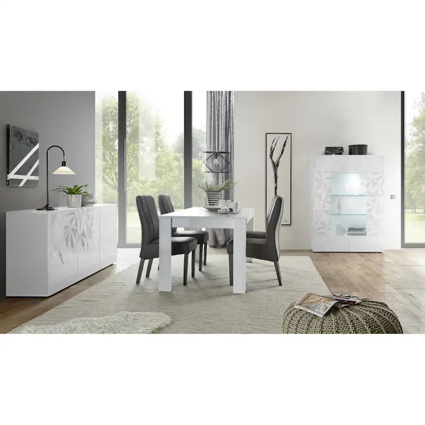 Vitrinskåp LC Spa Fasett 121 cm Högglans Vit