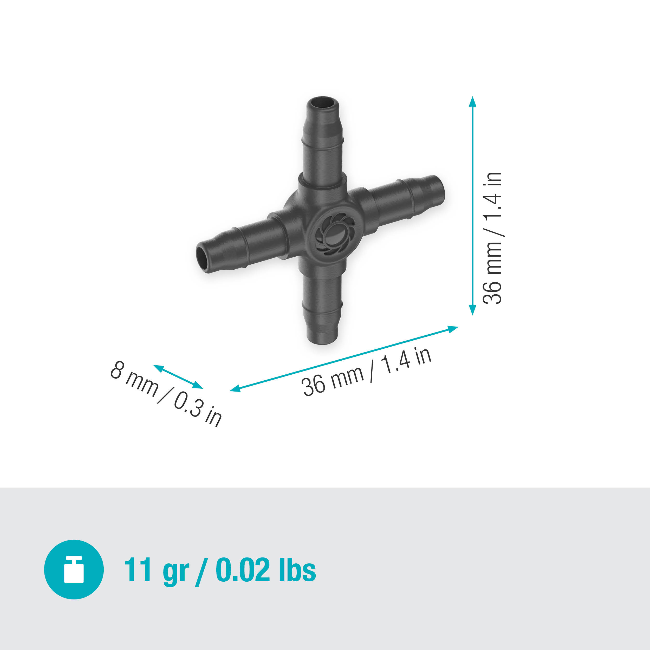 Krysskoppling Gardena Micro-Drip 4,6 mm