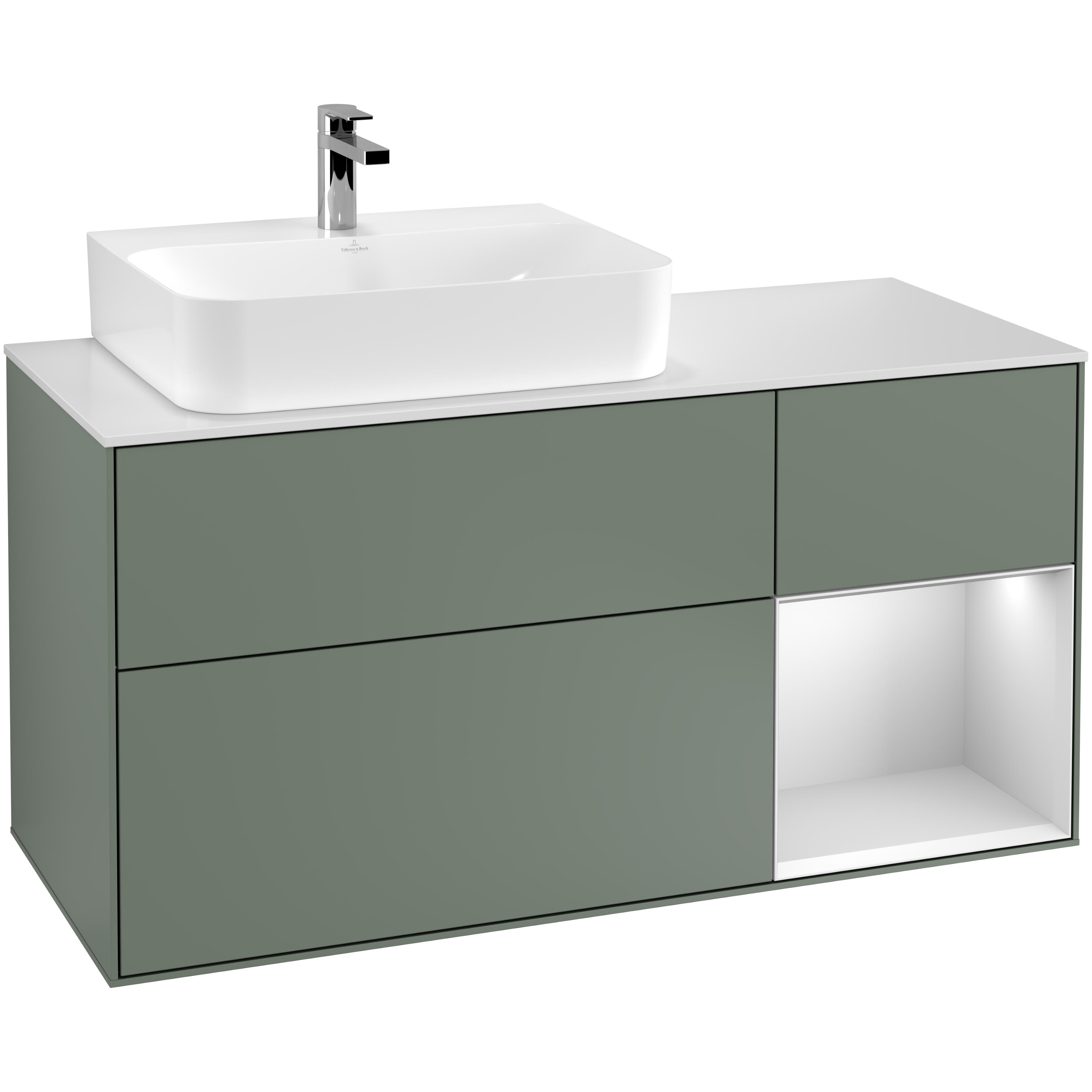 Tvättställsskåp Villeroy & Boch Finion med 3 Lådor Hylla och Bänkskiva för Ocentrerat Tvättställ