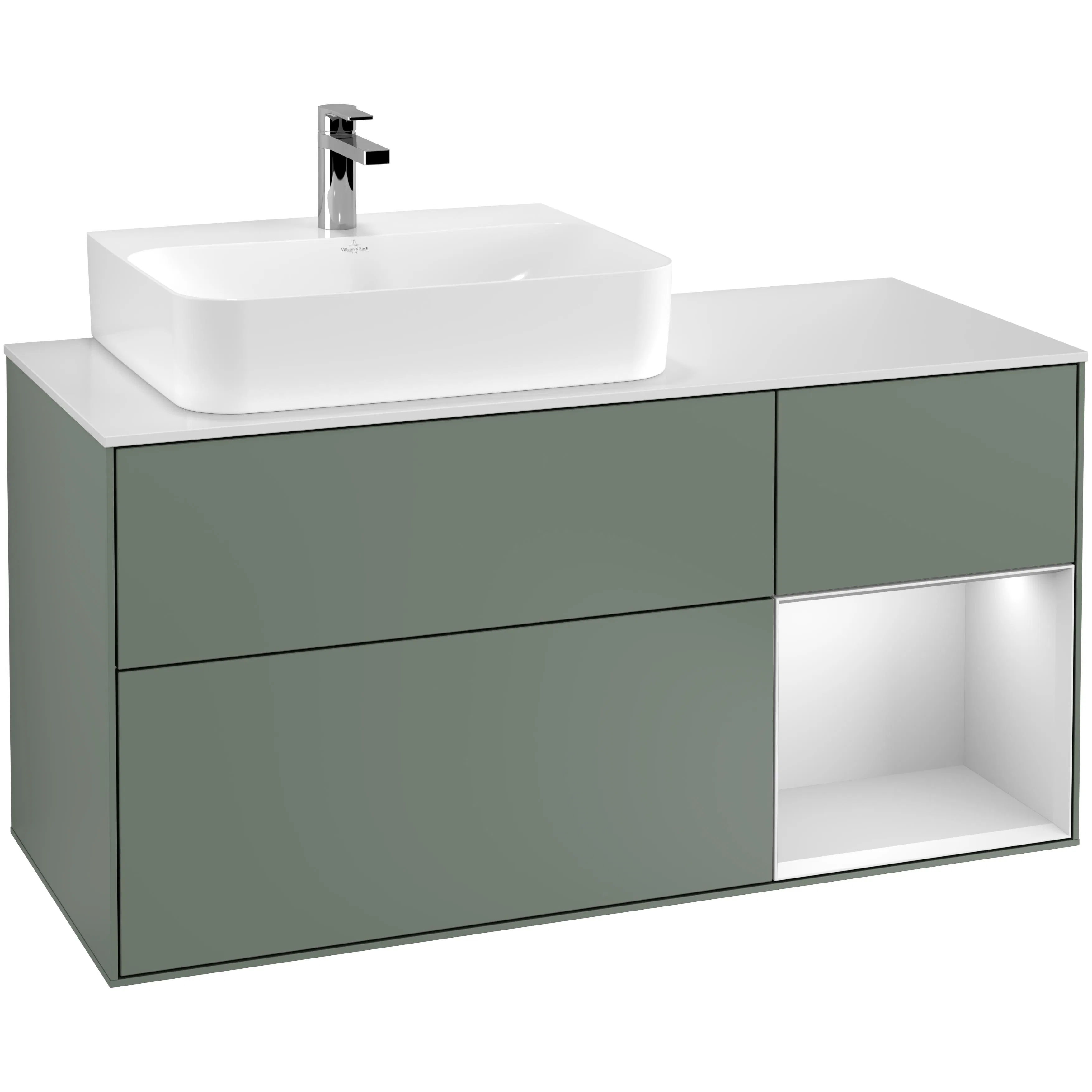 Tvättställsskåp Villeroy & Boch Finion med 3 Lådor Hylla och Bänkskiva för Ocentrerat Tvättställ