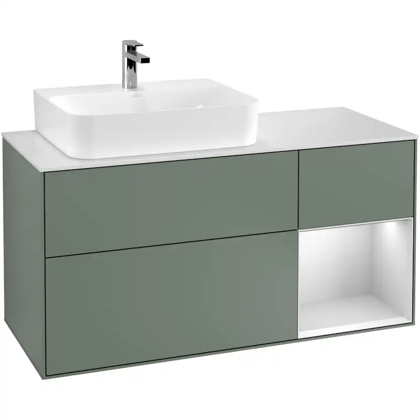 Tvättställsskåp Villeroy & Boch Finion med 3 Lådor Hylla och Bänkskiva för Ocentrerat Tvättställ