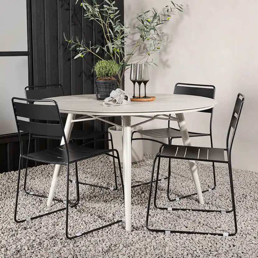 Matgrupp Utomhus Venture Home Lina Ø120 cm med 4 Lina Trädgårdsstolar