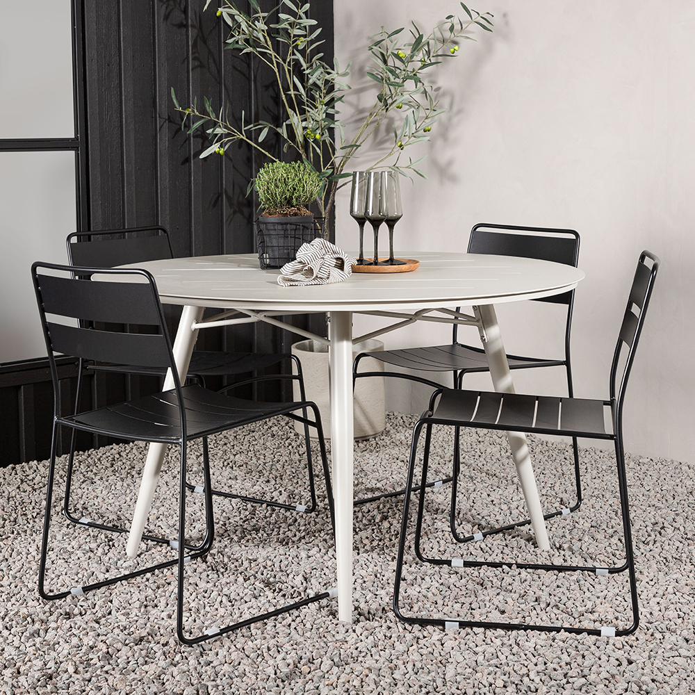 Lina Dining Table - Beige - Round 120 cm _1+ Lina Dining Cha Beige/Svart