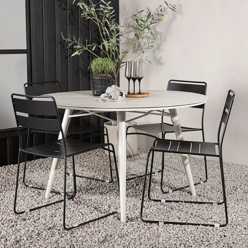 Lina Dining Table - Beige - Round 120 cm _1+ Lina Dining Cha Beige/Svart