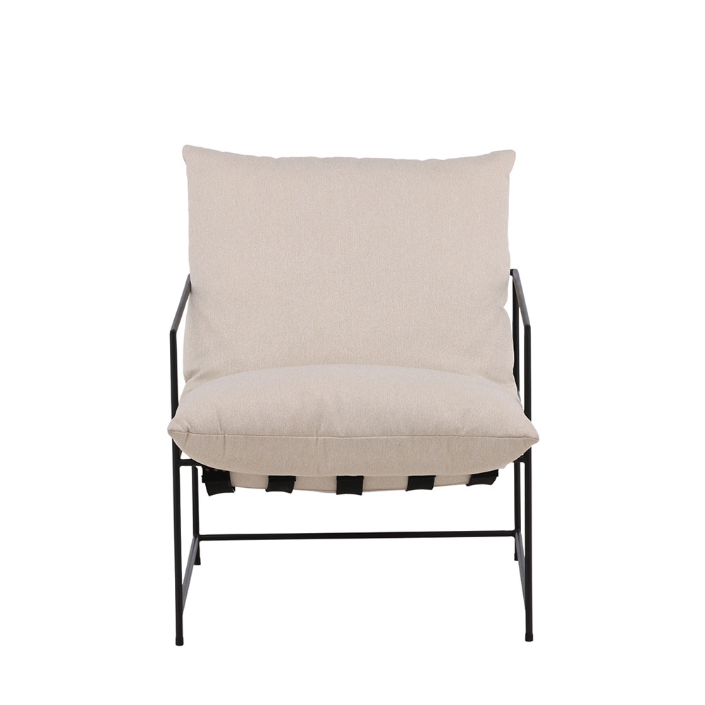 Fåtölj Venture Home Sedalia Beige Linne med Svart Minimalistisk Stålstomme