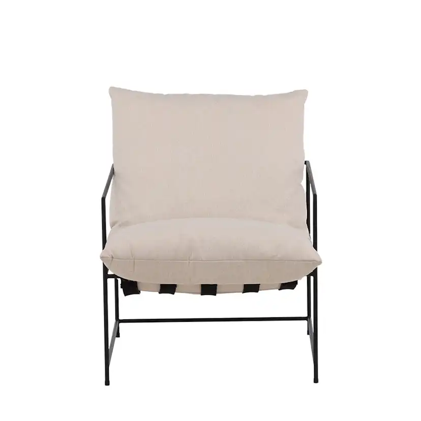 Fåtölj Venture Home Sedalia Beige Linne med Svart Minimalistisk Stålstomme