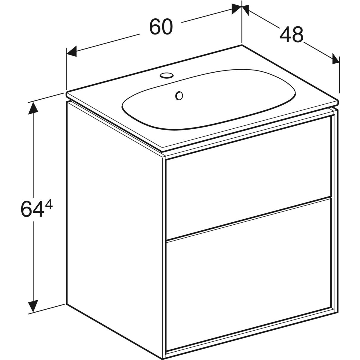 Tvättställskåp Sense Art Smal Design med 2 lådor Vit
