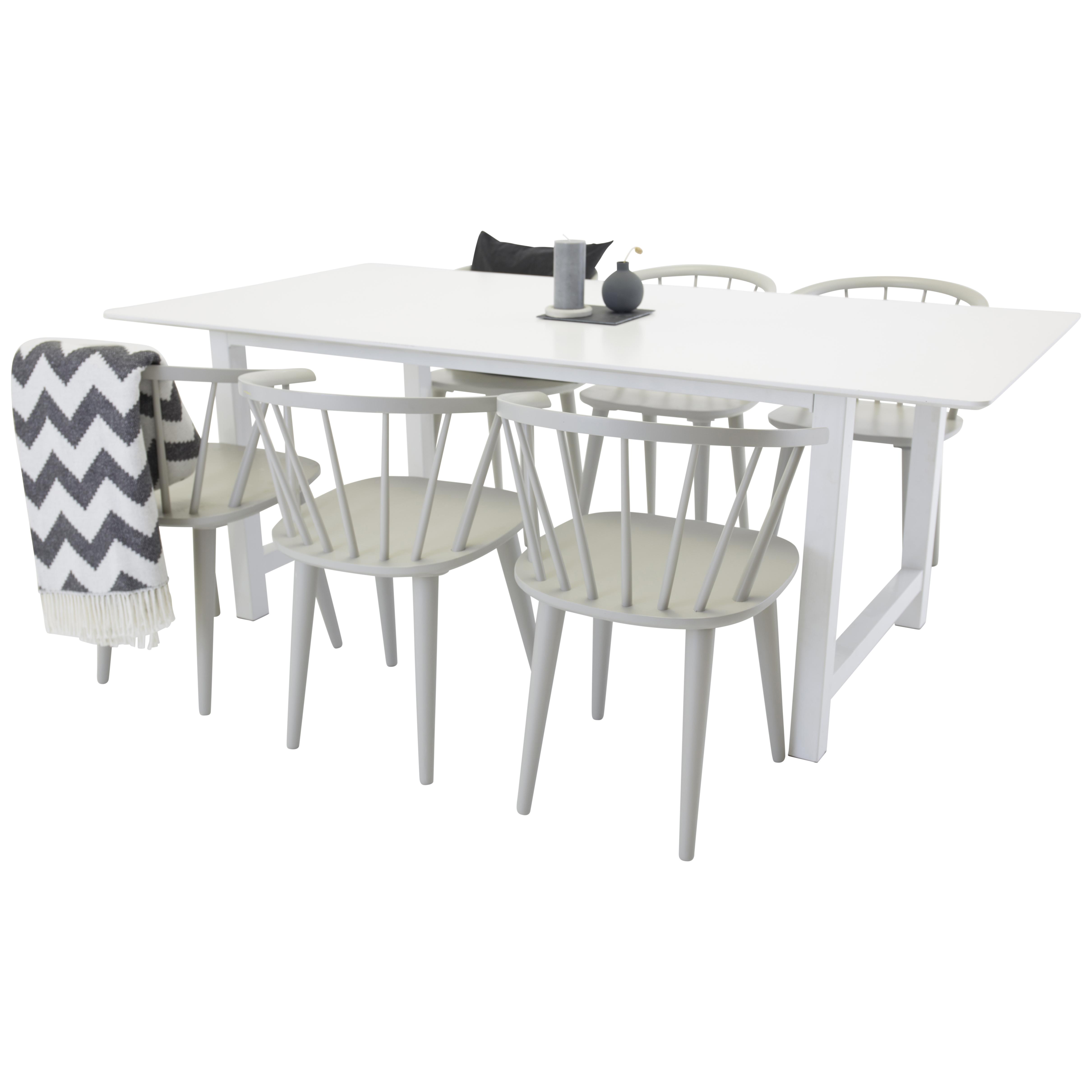 Matgrupp Venture Home Clara med 6 Brum Stolar Ljusgrå