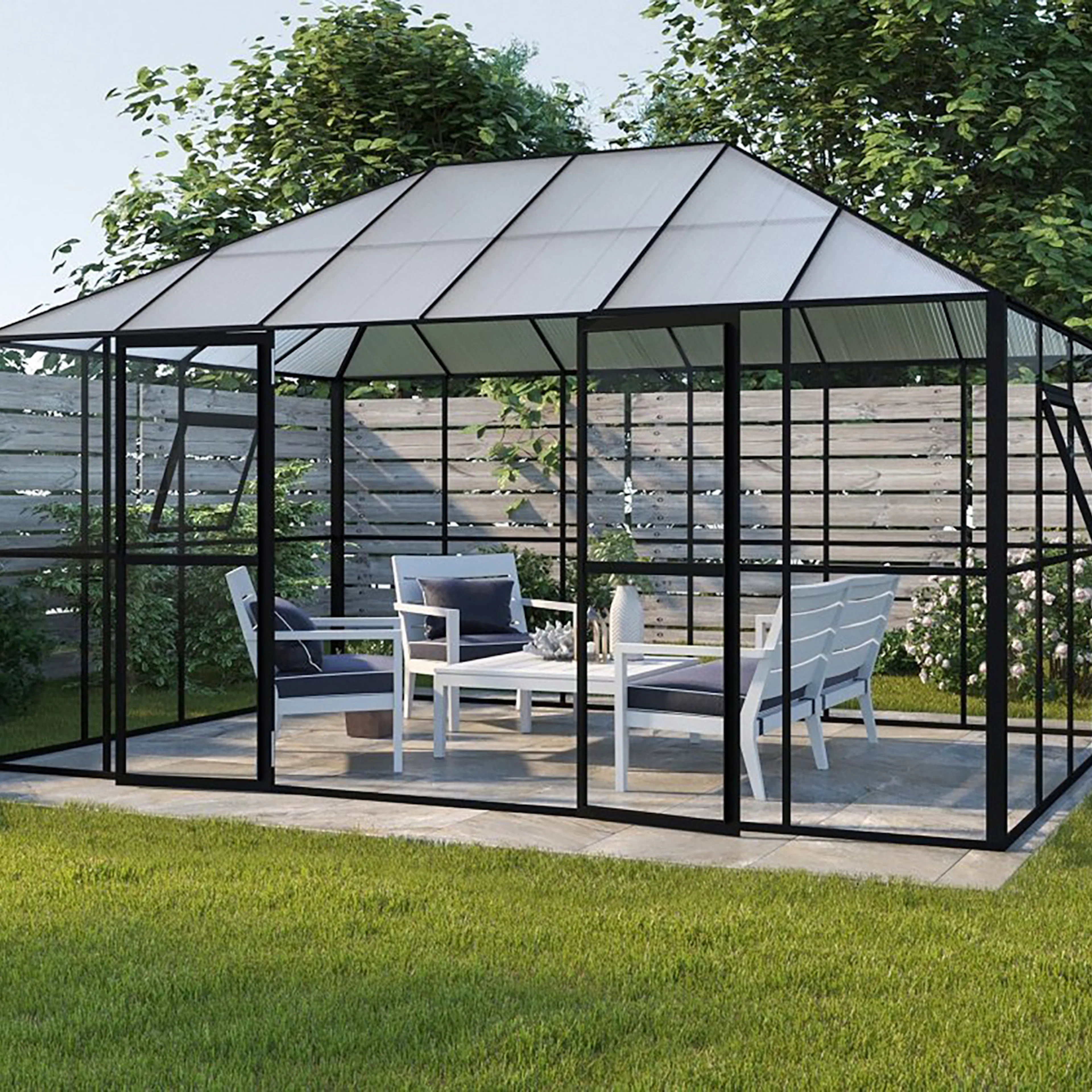 Växthus Jupiter med härdat glas - 12,8 m² 12,8 m2