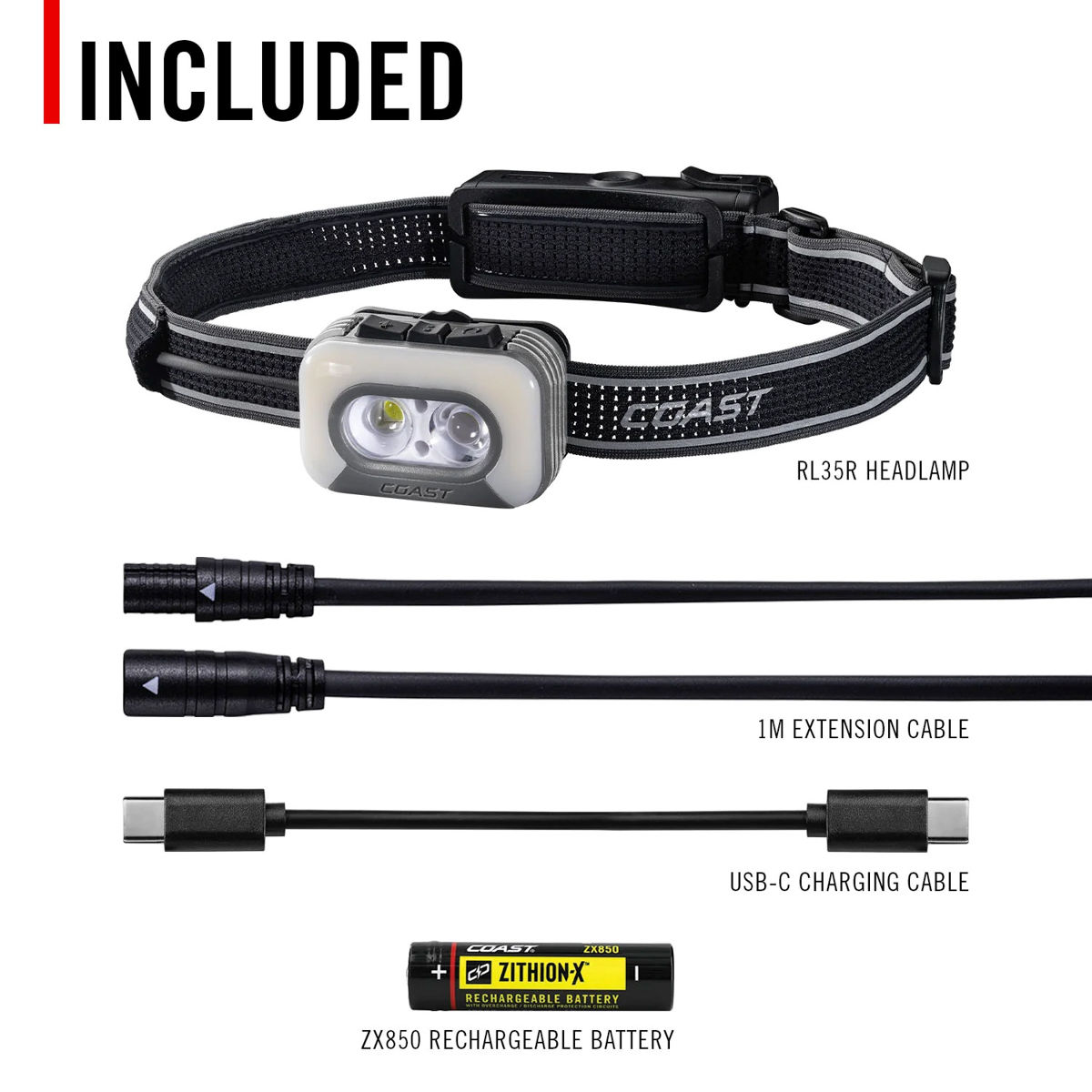Uppladdningsbar Coast RL35R Pannlampa med röststyrning 1000 Lumen