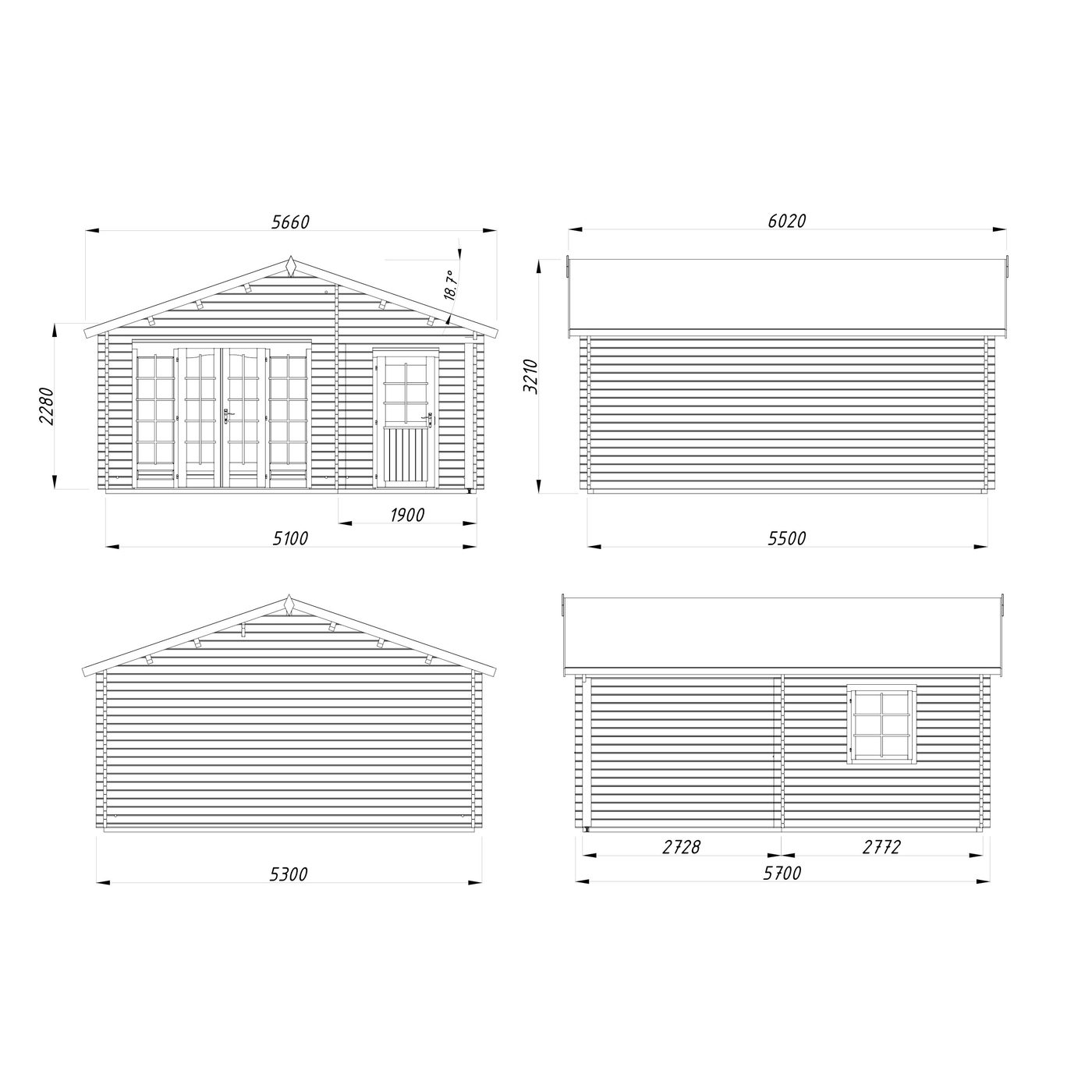 Irene/Roger 21,9+5,2 m2 kit Brun dippad