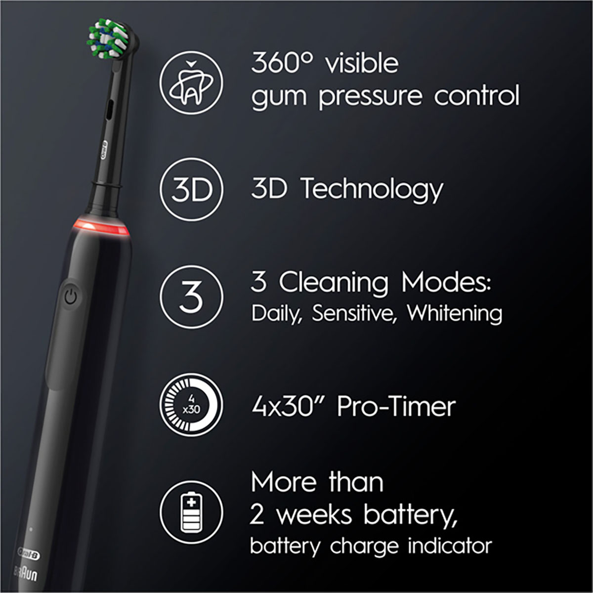 Eltandborste Pro 3 3000 CA Black Edition Svart