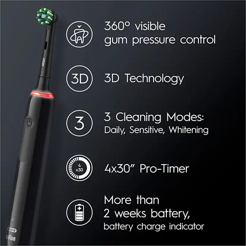Eltandborste Pro 3 3000 CA Black Edition Svart