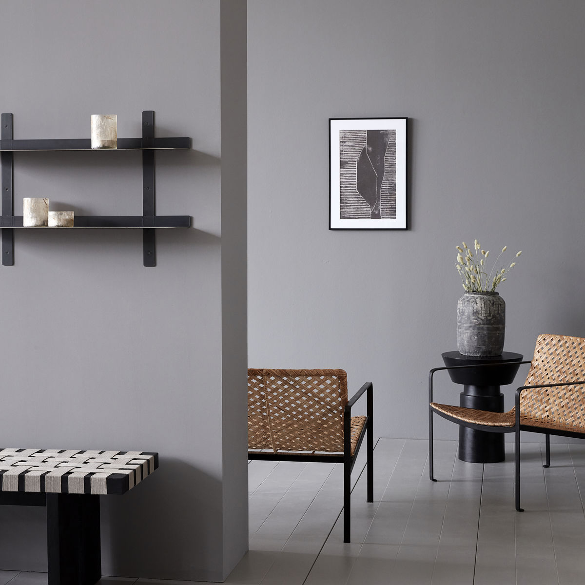 Sidobord House Doctor Nanded Svart Antikvitet