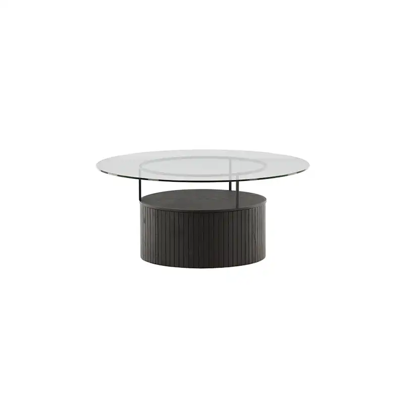 Soffbord Venture Home Bovall Runt Vardagsrumsbord i Svart Ask & Glas