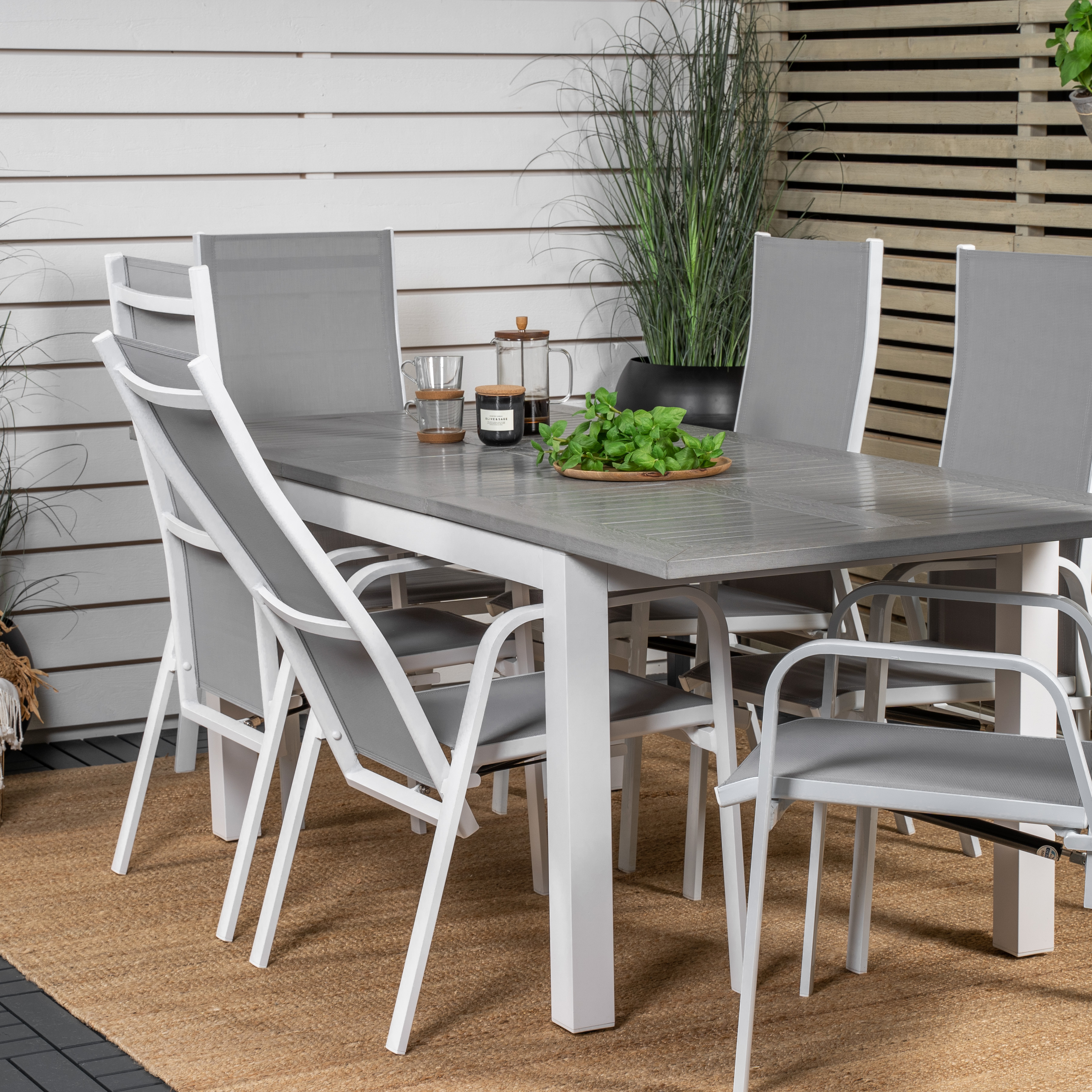 Matgrupp Venture Home Aleyna 160/240 med 6 Copacabana Matstolar
